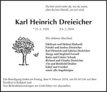 Traueranzeige von Karl Heinrich Dreieicher von Trauerportal Rhein Main Presse