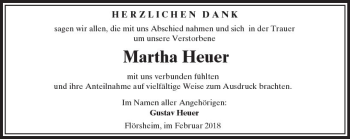Traueranzeige von Martha Heuer von Trauerportal Rhein Main Presse