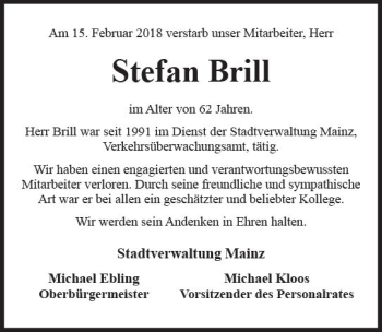 Traueranzeige von Stefan Brill von Trauerportal Rhein Main Presse