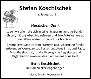 Traueranzeige von Stefan Koschischek von Trauerportal Rhein Main Presse
