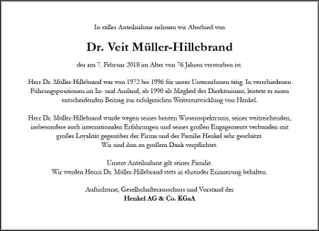Traueranzeige von Veit Müller-Hillebrand von  Gießener Anzeiger