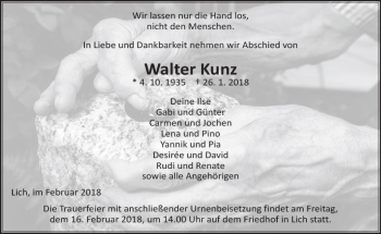 Traueranzeige von Walter Kunz von  Gießener Anzeiger