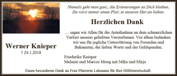 Traueranzeige von Werner Knieper von  Camberger Anzeiger