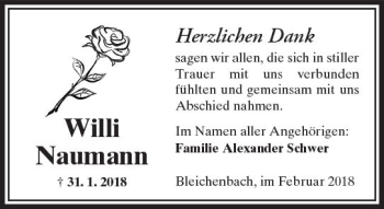Traueranzeige von Willi Naumann von  Kreisanzeiger