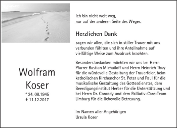Traueranzeige von Wolfram Koser von  Camberger Anzeiger