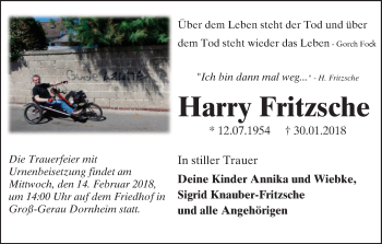 Traueranzeige von Harry Fritzsche 