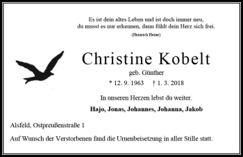 Traueranzeige von Christine Kobelt von VRM Trauer
