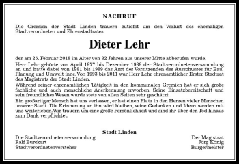 Traueranzeige von Dieter Lehr von  Gießener Anzeiger