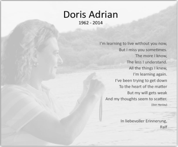 Traueranzeige von Doris Adrian von Trauerportal Rhein Main Presse