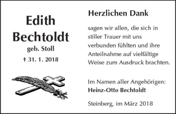 Traueranzeige von Edith Bechtoldt von  Kreisanzeiger