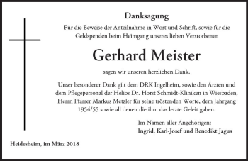 Traueranzeige von Gerhard Meister von Trauerportal Rhein Main Presse