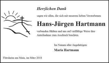 Traueranzeige von Hans-Jürgen Hartmann von Trauerportal Rhein Main Presse