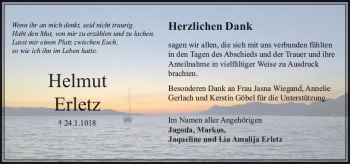 Traueranzeige von Helmut Erletz von  Camberger Anzeiger