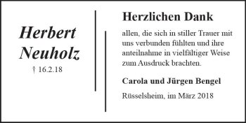 Traueranzeige von Herbert Neuholz von Trauerportal Rhein Main Presse