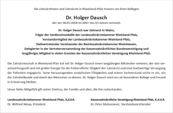 Traueranzeige von Holger Dausch von Trauerportal Rhein Main Presse