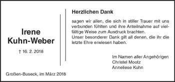 Traueranzeige von Irene Kuhn-Weber von  Gießener Anzeiger
