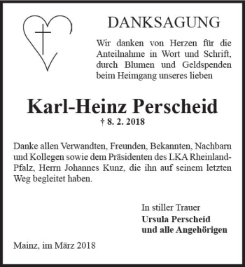 Traueranzeige von Karl-Heinz Perscheid von Trauerportal Rhein Main Presse