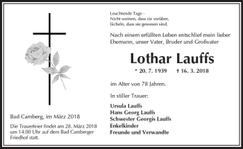 Traueranzeige von Lothar Lauffs von  Camberger Anzeiger