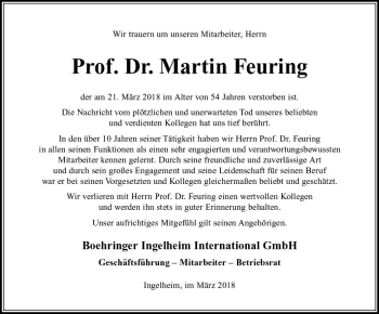 Traueranzeige von Martin Feuring von Trauerportal Rhein Main Presse