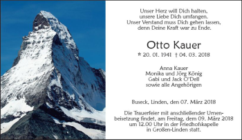 Traueranzeige von Otto Kauer von  Gießener Anzeiger
