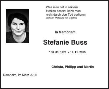 Traueranzeige von Stefanie Buss von Trauerportal Rhein Main Presse