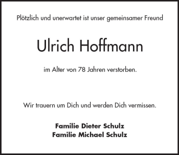 Traueranzeige von Ulrich Hoffmann von Trauerportal Rhein Main Presse
