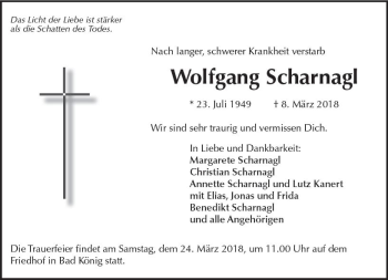 Traueranzeige von Wolfgang Scharnagl von Trauerportal Rhein Main Presse