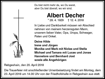Traueranzeige von Albert Decher von VRM Trauer