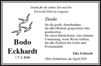 Traueranzeige von Bodo Eckhardt von  Kreisanzeiger