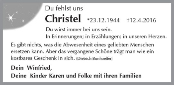 Traueranzeige von Christel Klewitz von Trauerportal Rhein Main Presse