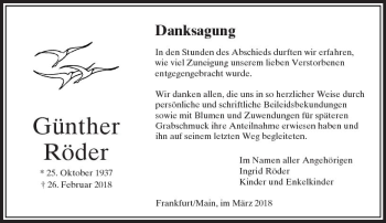 Traueranzeige von Günther Röder von  Camberger Anzeiger