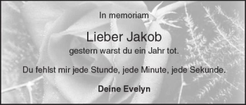 Traueranzeige von Jakob  von Trauerportal Rhein Main Presse