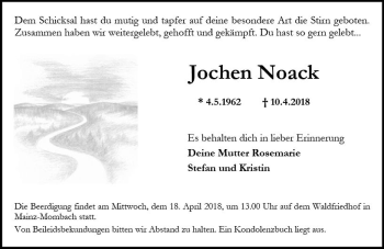 Traueranzeige von Jochen Noack von Trauerportal Rhein Main Presse