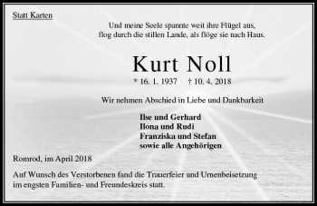 Traueranzeige von Kurt Noll von VRM Trauer