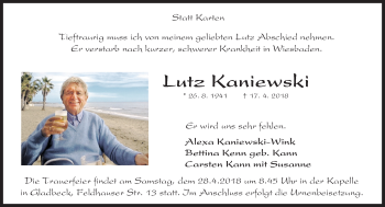 Traueranzeige von Lutz Kaniewski von Trauerportal Rhein Main Presse