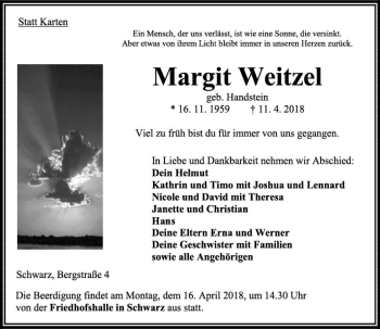 Traueranzeige von Margit Weitzel von VRM Trauer
