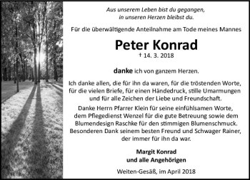 Traueranzeige von Peter Konrad von Trauerportal Rhein Main Presse