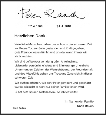 Traueranzeige von Peter Rauch von Trauerportal Rhein Main Presse