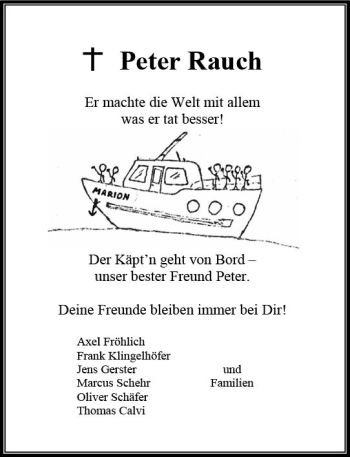 Traueranzeige von Peter Rauch von Trauerportal Rhein Main Presse