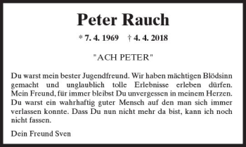 Traueranzeige von Peter Rauch von Trauerportal Rhein Main Presse