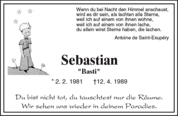 Traueranzeige von Sebastian  von Trauerportal Rhein Main Presse