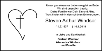 Traueranzeige von Steven Arthur Windsor von Trauerportal Rhein Main Presse