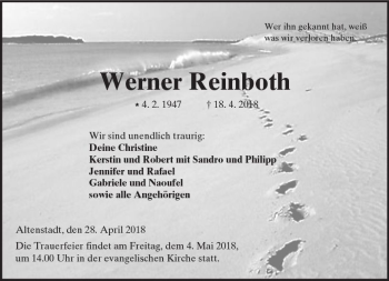 Traueranzeige von Werner Reinboth von  Kreisanzeiger