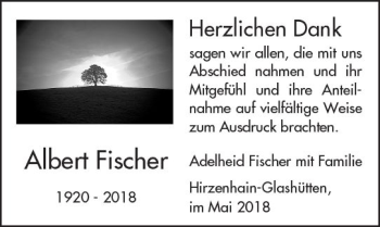 Traueranzeige von Albert Fischer von  Kreisanzeiger