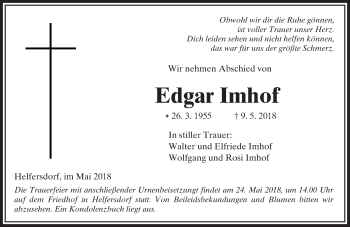 Traueranzeige von Edgar Imhof von  Kreisanzeiger