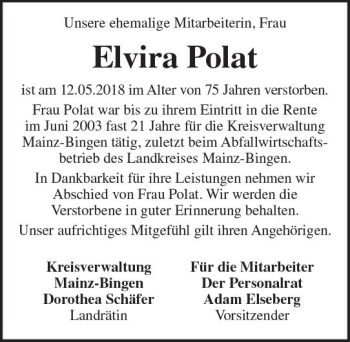 Traueranzeige von Elvira Polat von Trauerportal Rhein Main Presse