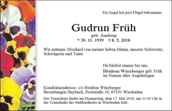 Traueranzeige von Gudrun Früh von Trauerportal Rhein Main Presse