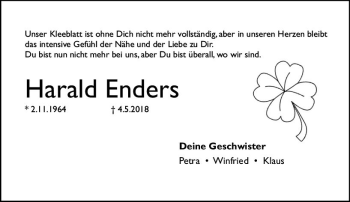 Traueranzeige von Harald Enders von Trauerportal Rhein Main Presse