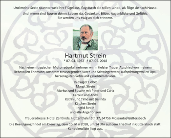 Traueranzeige von Hartmut Strein von Trauerportal Rhein Main Presse