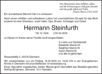 Traueranzeige von Hermann Steinfurth von Trauerportal Rhein Main Presse